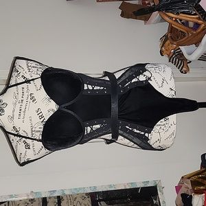 BodyRage black velvet lace up lingerie